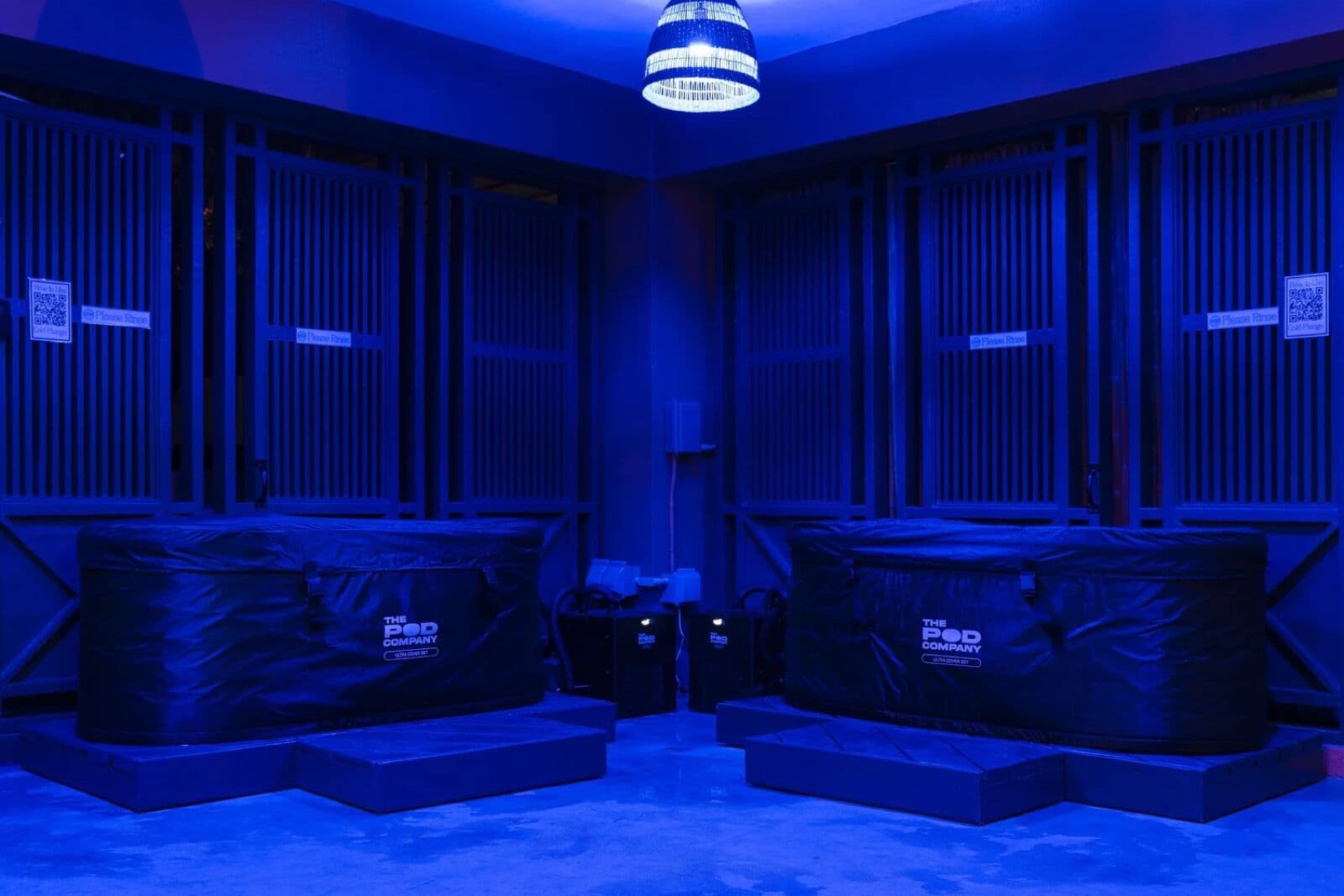 Cold plunges under blue light